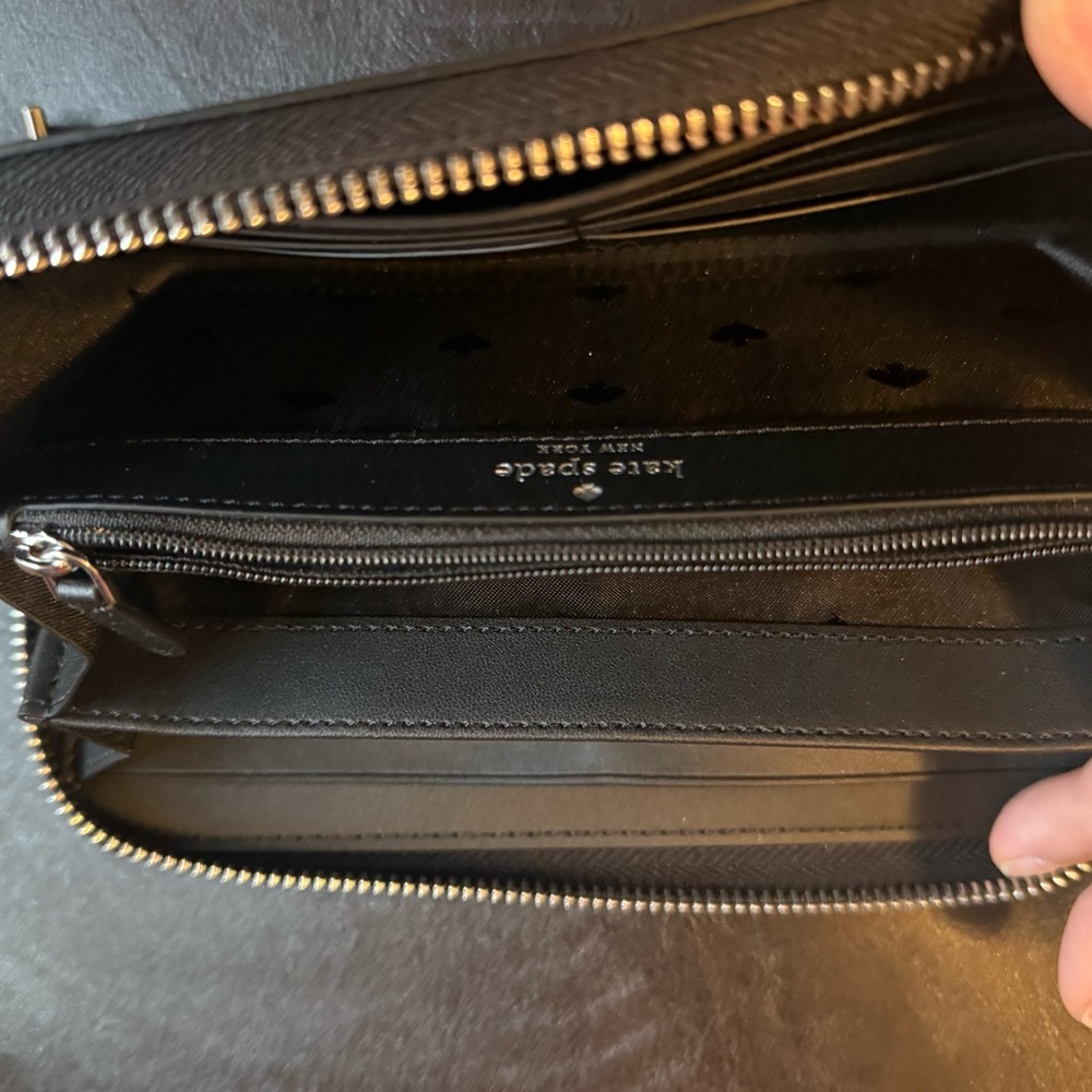 kate spade Two-Tone Gray and Cream Saffiano Zip Wallet - Picture 3 of 4